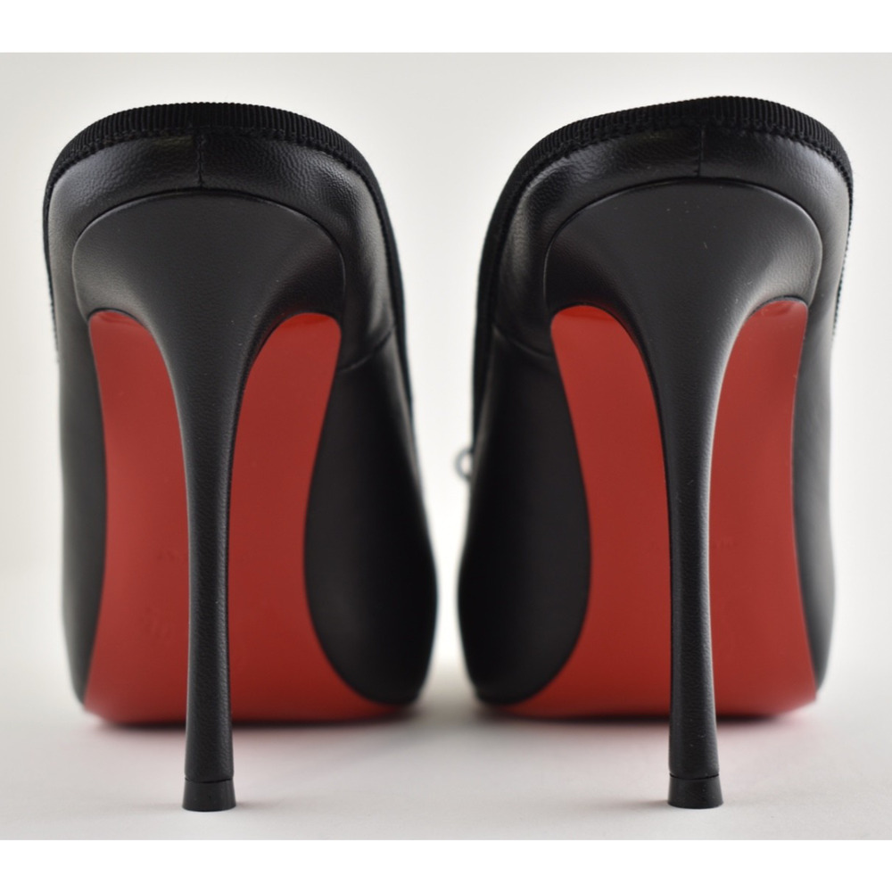 Christian Louboutin Cassia Mule 100 Black Leather Ballet Slip On Heel Pump 37.5 - Picture 14 of 15